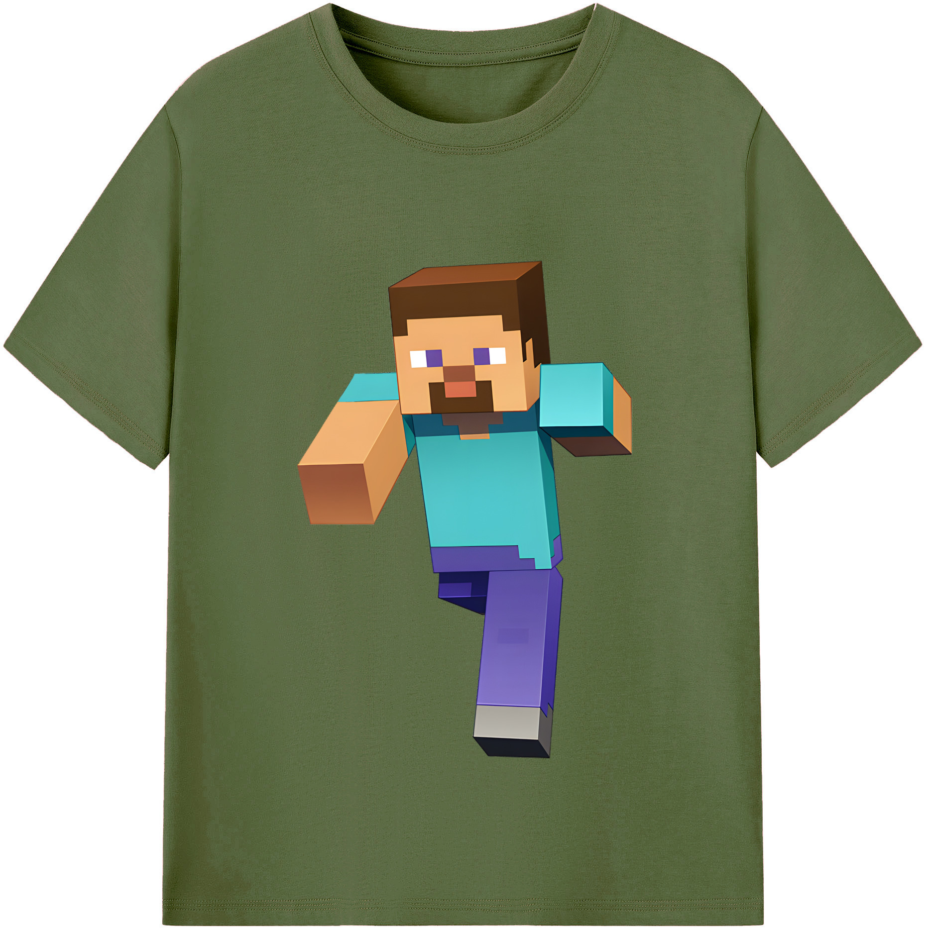 （画像用） マインクラフト ブロックの世界 Minecraft MC Block world 綿100％半袖Tシャツ（フロントプリント）